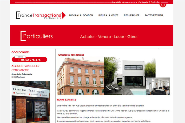 Site internet agence immobilière Toulouse France transaction