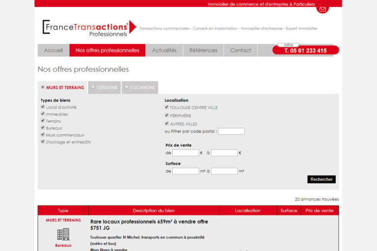 Site internet gestion immobilière France transactions