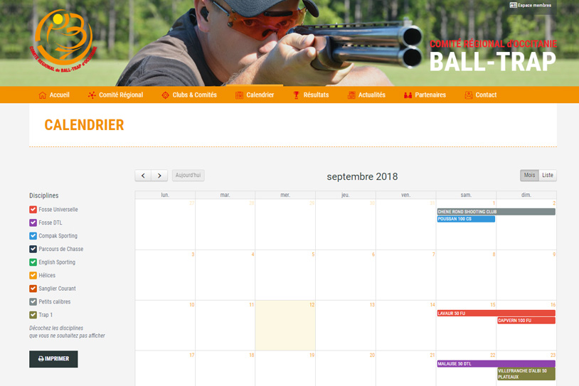 Site Internet Comité Régional de ball trap d occitanie