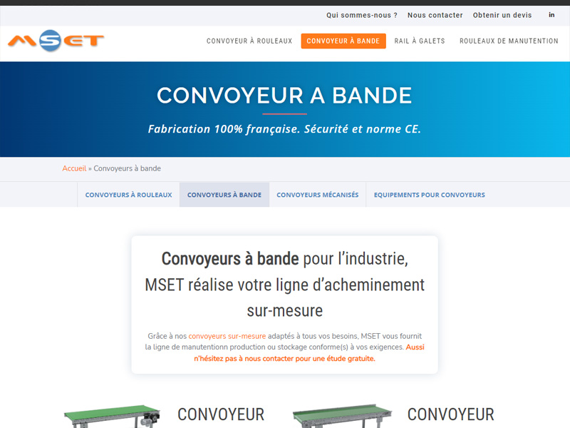 Mset - Fabriquant de convoyeurs