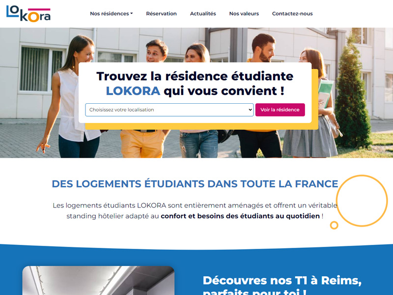 Site internet résidences étudiantes Lokora